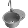 Mexen Kevin fregadero de granito de 1 compartimento con escurridor y grifo de cocina Telma, gris - 6517-71-670200-71