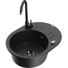 Mexen Kevin lavello in granito a 1 vasca con scolapiatti e rubinetto cucina Telma, nero/argento metallizzato