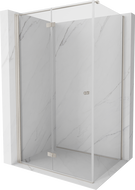 Mexen Mist-F πτυσσόμενη ντουζιέρα αριστερή 90 x 80 cm, διάφανη, βουρτσισμένο