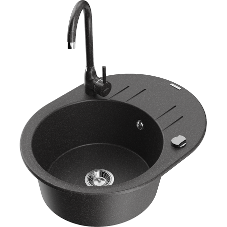 Mexen Kevin fregadero de granito de 1 seno con escurridor y grifo de cocina Telma, moteado - 6517-76-670200-76