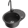 Mexen Kevin fregadero de granito de 1 cuba con escurridor y grifo de cocina Telma, moteado - 6517-76-670200-76