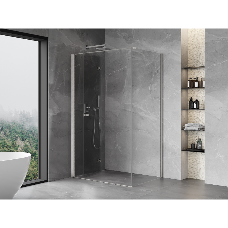 Mexen Mist-F faltbare Duschkabine links 115 x 85 cm, transparent, gebürsteter Nickel - 8A6T-115-085-97-00-L