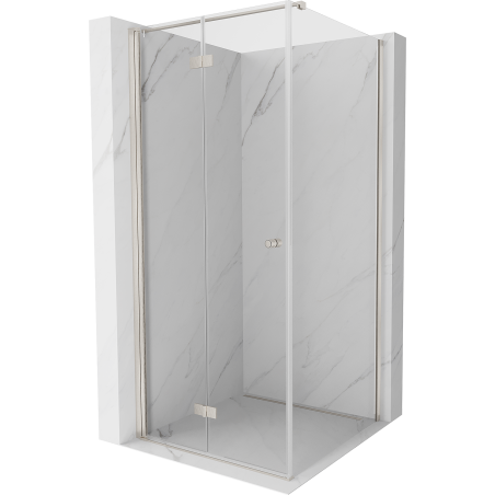 Mexen Mist-F faltbare Duschkabine links 90 x 90 cm, transparent, gebürstetes Nickel - 8A6T-090-090-97-00-L