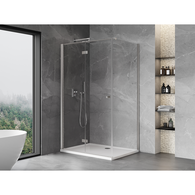 Mexen Mist-F cabine de douche pliante gauche 80 x 100 cm, transparent, nickel brossé - 8A6T-080-100-97-00-L