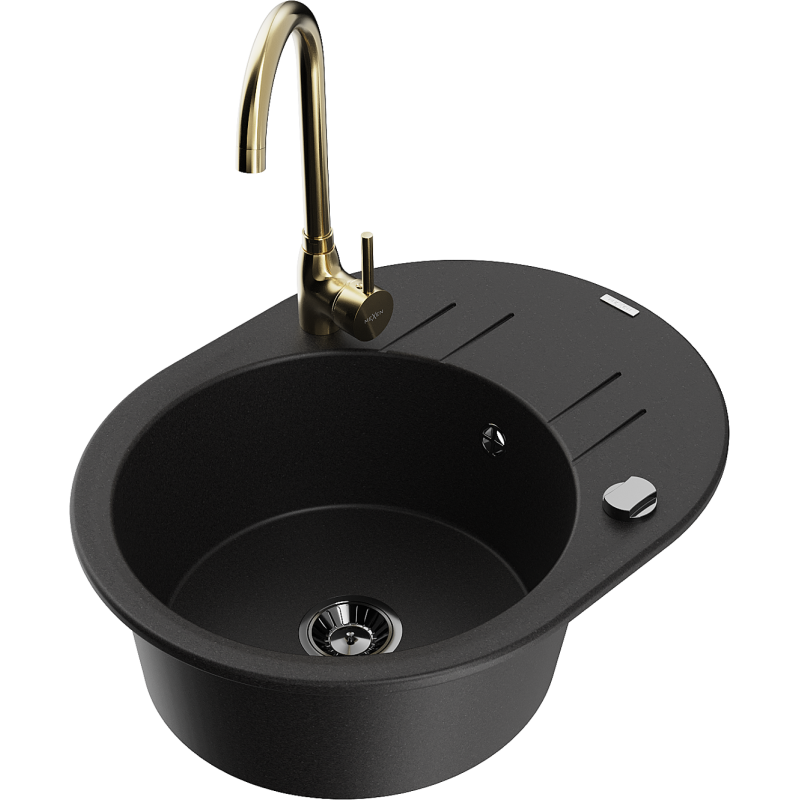 Mexen Kevin νεροχύτης γρανίτης μονός με αποστραγγιστικό και κουζίνα βρύση