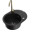 Mexen Kevin fregadero de granito 1 cubeta con escurridor y grifo de cocina Telma, negro - 6517-77-670200-50-B