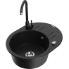Mexen Kevin fregadero de granito de 1 cubeta con escurridor y grifo de cocina Telma, negro - 6517-77-670200-70