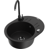 Mexen Kevin fregadero de granito de 1 cubeta con escurridor y grifo de cocina Telma, negro - 6517-77-670200-70-B