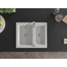 Mexen Carlos 1.5-bowl granite kitchen sink with Telma faucet, white - 6518-20-670200-00
