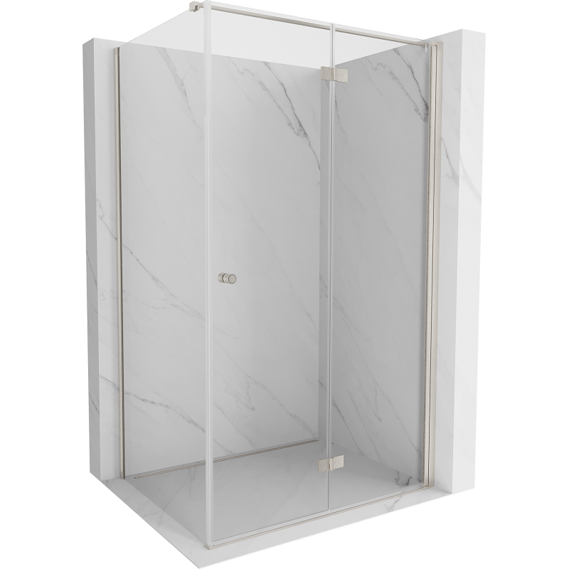 Mexen Mist-F cabina doccia pieghevole destra 80 x 75 cm, trasparente, nichel spazzolato - 8A6T-080-075-97-00-P