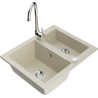 Mexen Carlos fregadero de granito de 1,5 senos con grifo de cocina Telma, beige - 6518-69-670200-00