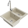 Mexen Carlos Granitspüle 1,5-Kammer mit Küchenarmatur Telma, beige - 6518-69-670200-00
