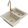 Mexen Carlos 1.5-bowl granite sink with Telma kitchen faucet, beige - 6518-69-670200-50