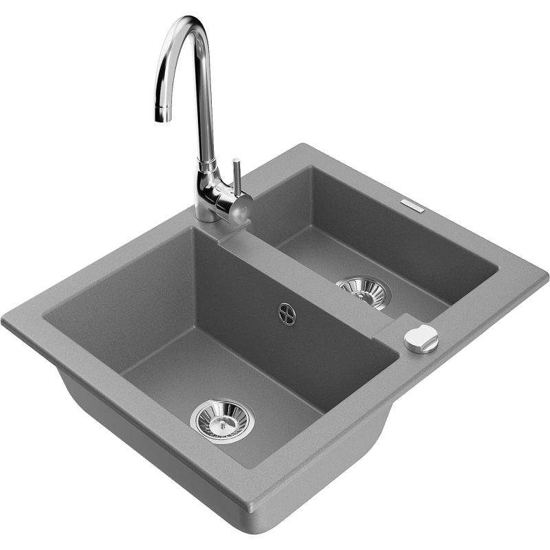Mexen Carlos lavello in granito 1,5 vasca con miscelatore Telma, grigio - 6518-71-670200-00