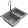 Mexen Carlos 1.5-bowl Granite Sink with Telma Kitchen Faucet, Gray - 6518-71-670200-00