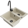 Mexen Carlos Granitspüle 1,5-beckig mit Küchenarmatur Telma, Beige - 6518-69-670200-70