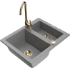 Mexen Carlos granite sink 1.5-bowl with Telma kitchen tap, grey - 6518-71-670200-50