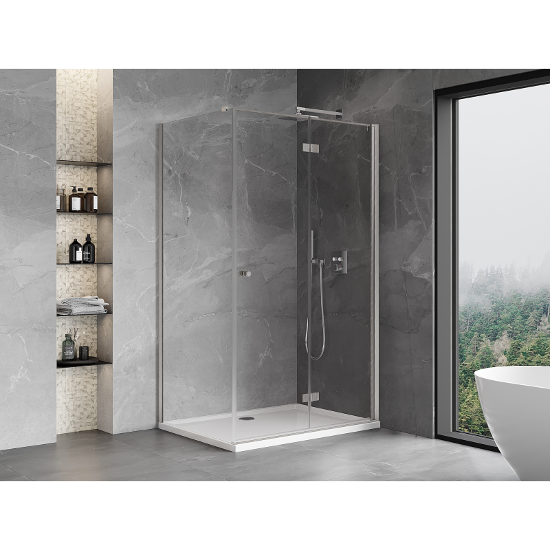 Mexen Mist-F cabina de ducha plegable derecha 120 x 110 cm, transparente, níquel cepillado - 8A6T-120-110-97-00-P