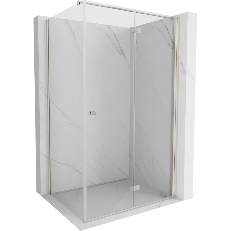 Mexen Mist-F inklapbare douchecabine rechts 105 x 120 cm, transparant, geborsteld nikkel - 8A6T-105-120-97-00-P