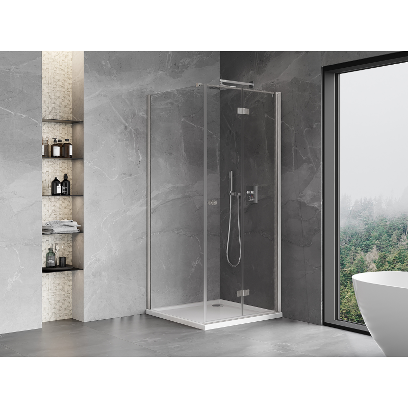 Mexen Mist-F cabine de douche pliante droite 120 x 120 cm, transparent, nickel brossé - 8A6T-120-120-97-00-P