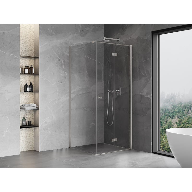 Mexen Mist-F cabine de douche pliante droite 120 x 120 cm, transparent, nickel brossé - 8A6T-120-120-97-00-P