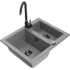 Mexen Carlos fregadero de granito de 1,5 senos con grifo de cocina Telma, gris - 6518-71-670200-70-B