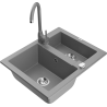 Mexen Carlos granitno pomivalno korito 1,5-komorno z kuhinjsko armaturo Telma, siva - 6518-71-670200-71