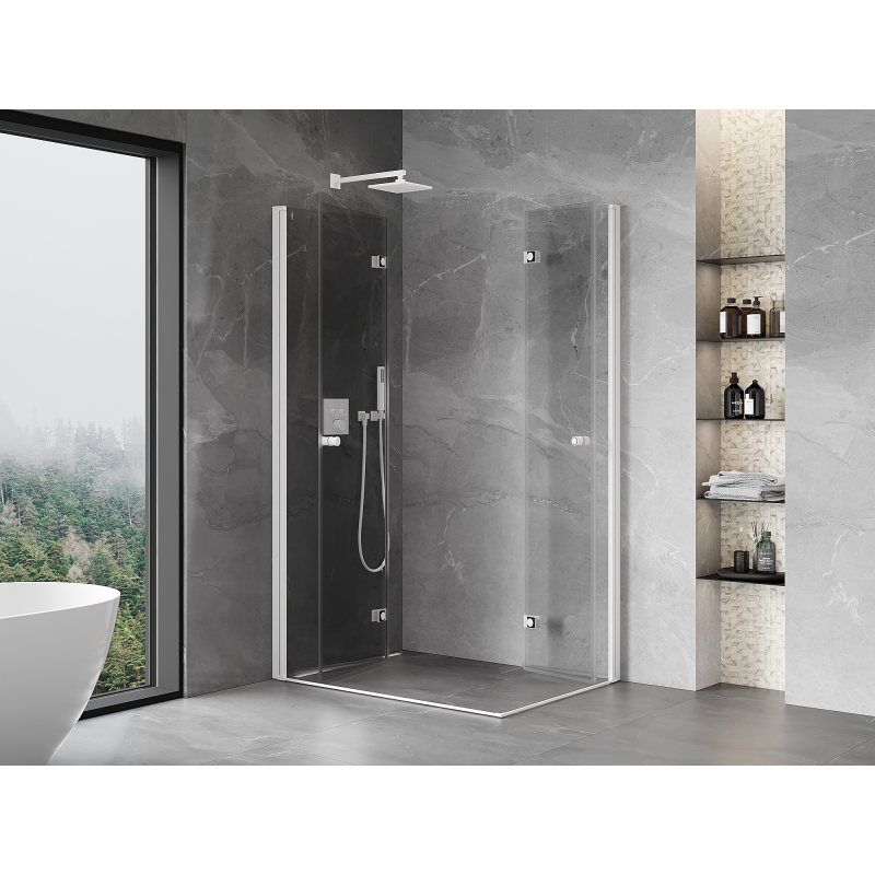 Mexen Mist-F Duo kabina prysznicowa składana lewa 100 x 75 cm, transparent, biała - 8A6-100L-075P-20-00