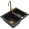 Mexen Carlos évier en granit 1,5-bac avec robinet de cuisine Telma, noir/argent métallisé - 6518-73-670200-50