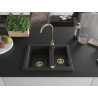 Mexen Carlos lavello in granito 1,5 vasca con miscelatore cucina Telma, nero/argento metallizzato - 6518-73-670200-50