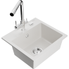 Mexen Milo 1-bowl granite sink with Duero kitchen tap, white - 6505-20-671600-00