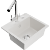 Mexen Milo fregadero de granito 1-cubeta con grifo de cocina Duero, blanco - 6505-20-671600-00