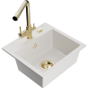 Mexen Milo fregadero de granito de 1 cubeta con grifo de cocina Duero, blanco - 6505-20-671600-50
