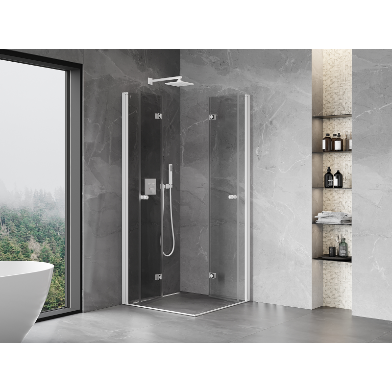 Mexen Mist-F Duo folding shower cabin 110 x 110 cm, transparent, white - 8A6-110L-110P-20-00
