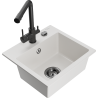Mexen Milo 1-bowl granite kitchen sink with Duero kitchen tap, white - 6505-20-671600-70