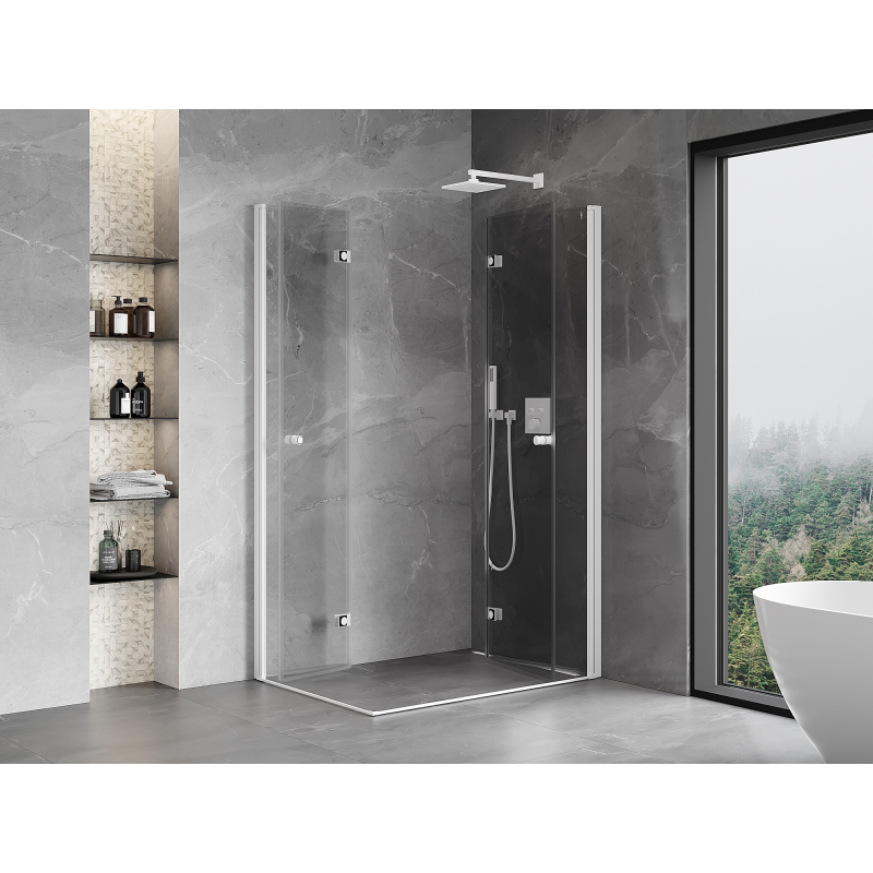 Mexen Mist-F Duo cabina doccia pieghevole destra 75 x 115 cm, trasparente, bianca - 8A6-075L-115P-20-00