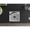 Mexen Milo 1-bowl granite kitchen sink with Duero kitchen tap, white - 6505-20-671600-70