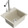 Mexen Milo 1-bowl granite sink with Duero kitchen tap, beige - 6505-69-671600-00