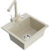 Mexen Milo évier en granit à 1 bac avec robinet de cuisine Duero, beige - 6505-69-671600-69