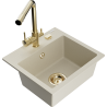 Mexen Milo Évier en granit à 1 bac avec robinet de cuisine Duero, beige - 6505-69-671600-50