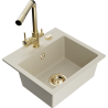 Mexen Milo granieten spoelbak met één bak en keukenkraan Duero, beige - 6505-69-671600-50