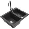 Mexen Carlos fregadero de granito 1,5 senos con grifo de cocina Telma, negro moteado - 6518-76-670200-00