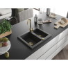 Mexen Carlos fregadero de granito de 1,5 senos con grifo de cocina Telma, negro moteado - 6518-76-670200-50
