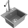 Mexen Milo single-bowl granite sink with Duero kitchen tap, grey - 6505-71-671600-00