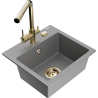 Mexen Milo fregadero de granito de 1 cubeta con grifo de cocina Duero, gris - 6505-71-671600-50