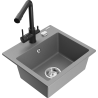 Mexen Milo évier en granit 1 bac avec mitigeur de cuisine Duero, gris - 6505-71-671600-70
