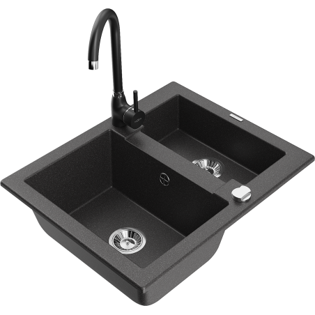 Mexen Carlos granitaarbechtsplaz mat 1,5-Kummer an Telma Kichendouch, schwaarz gesprent - 6518-76-670200-70