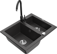 Mexen Carlos granitaarbechtsplaz mat 1,5-Kummer an Telma Kichendouch, schwaarz gesprent - 6518-76-670200-70