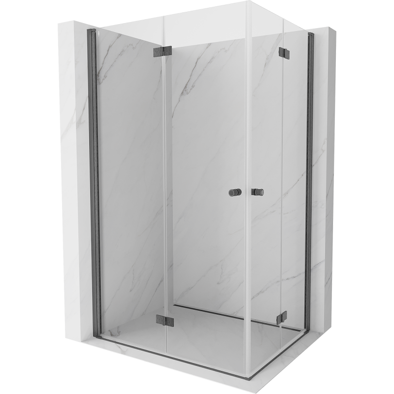 Mexen Mist-F Duo taittuva suihkukoppi vasen 110 x 90 cm, läpinäkyvä, harmaa harjattu - 8A6-110L-090P-66-00