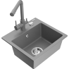 Mexen Milo 1-bowl granite sink with Duero kitchen tap, grey - 6505-71-671600-71